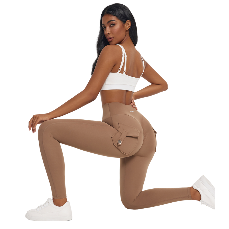 BootyBoost: Legging pour femmes Push-up cacao  accroupi