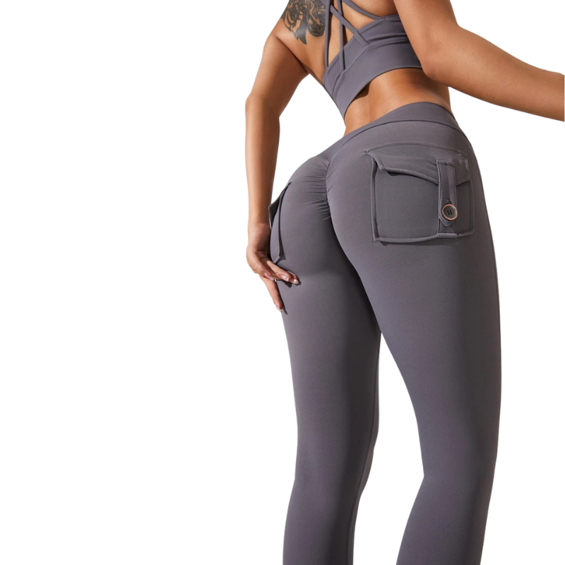 BootyBoost: Legging pour femmes Push-up gris fesse zoom