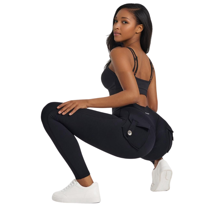 BootyBoost: Legging pour femmes Push-up noir accroupi