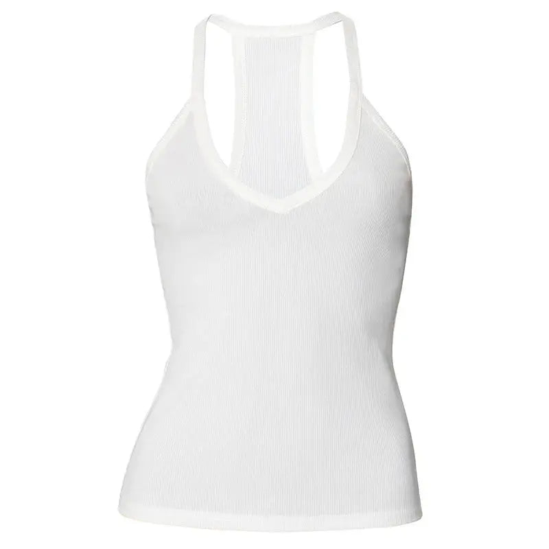 Sleeveless V Neck Ribbed Tank Top Spring Summer 2025 Women Clothes Casual Basic Top Black White Gray Camisloe Wholesale