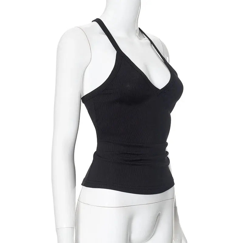 Sleeveless V Neck Ribbed Tank Top Spring Summer 2025 Women Clothes Casual Basic Top Black White Gray Camisloe Wholesale