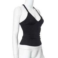 Sleeveless V Neck Ribbed Tank Top Spring Summer 2025 Women Clothes Casual Basic Top Black White Gray Camisloe Wholesale