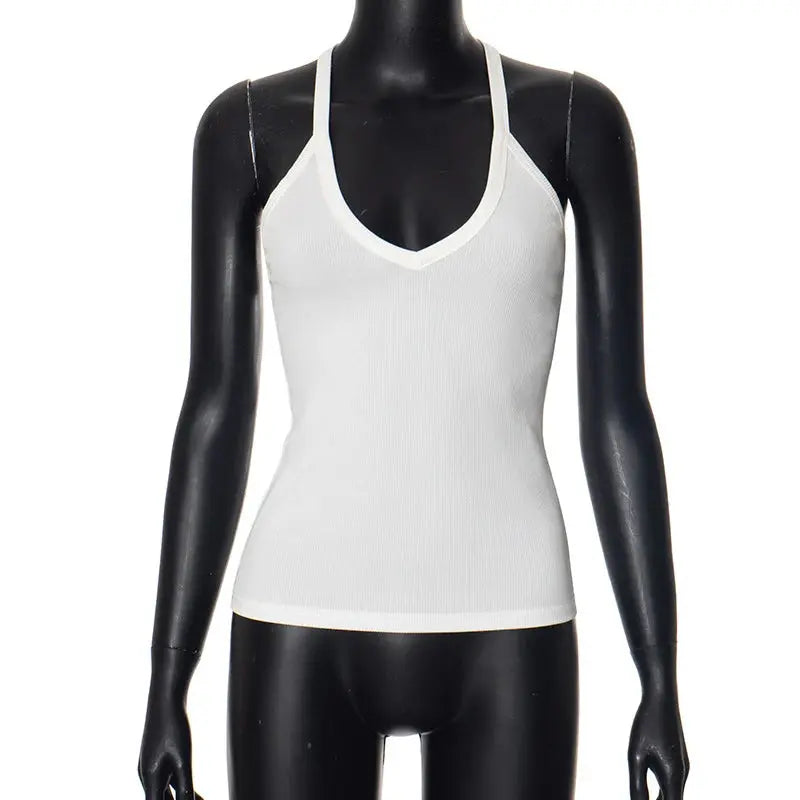 Sleeveless V Neck Ribbed Tank Top Spring Summer 2025 Women Clothes Casual Basic Top Black White Gray Camisloe Wholesale