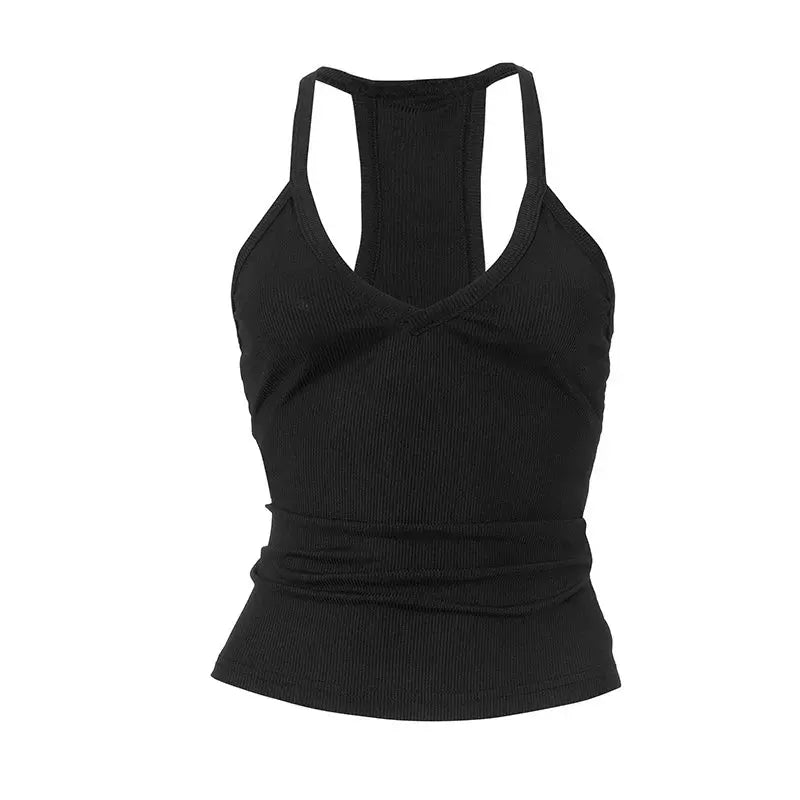 Sleeveless V Neck Ribbed Tank Top Spring Summer 2025 Women Clothes Casual Basic Top Black White Gray Camisloe Wholesale