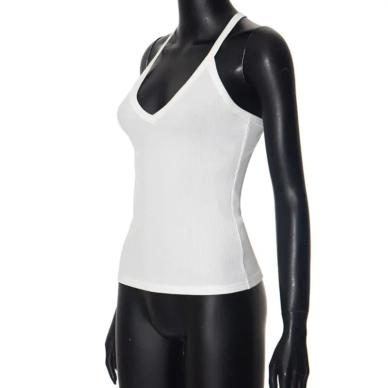 Sleeveless V Neck Ribbed Tank Top Spring Summer 2025 Women Clothes Casual Basic Top Black White Gray Camisloe Wholesale