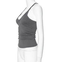 Sleeveless V Neck Ribbed Tank Top Spring Summer 2025 Women Clothes Casual Basic Top Black White Gray Camisloe Wholesale