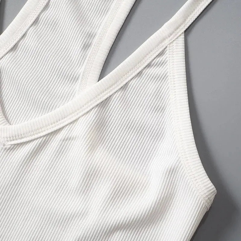 Sleeveless V Neck Ribbed Tank Top Spring Summer 2025 Women Clothes Casual Basic Top Black White Gray Camisloe Wholesale